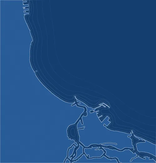 Mapa morska Zatoki Gdańskiej z miejscami na trasie czerwonej