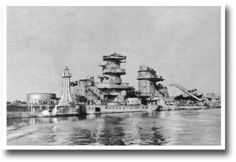 The battleship Gneisenau blocking the port of Gdynia