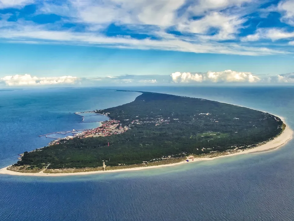 Tip of the Hel Peninsula from above, sea on both sides
