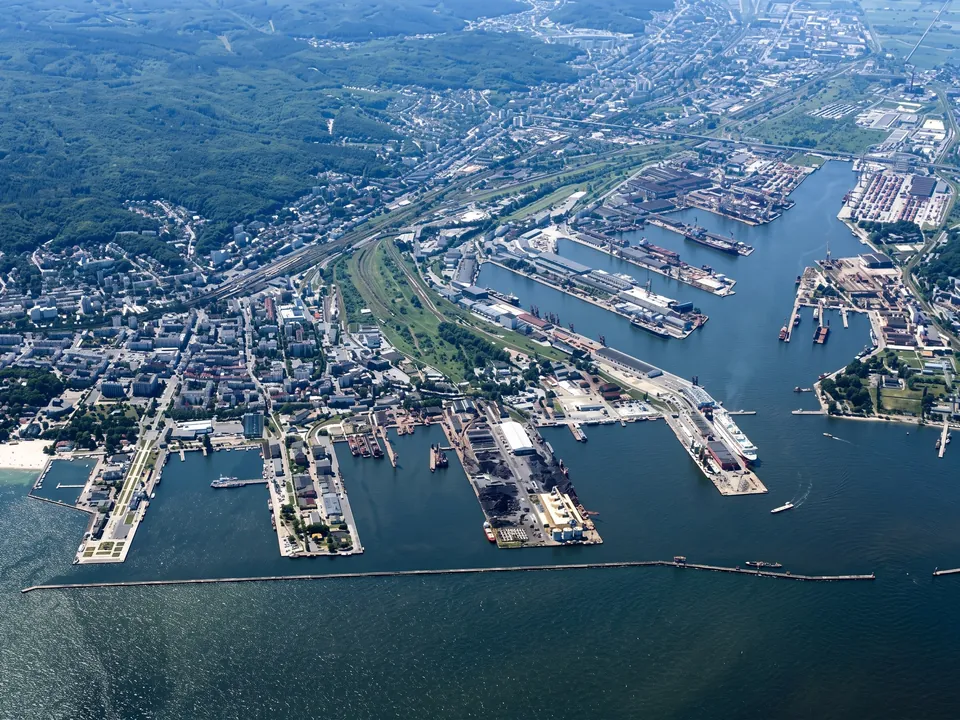 Port of Gdynia from above – port basins and quays